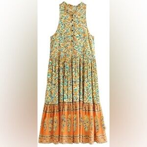 Women's Summer Sleeveless Floral Print Button Up